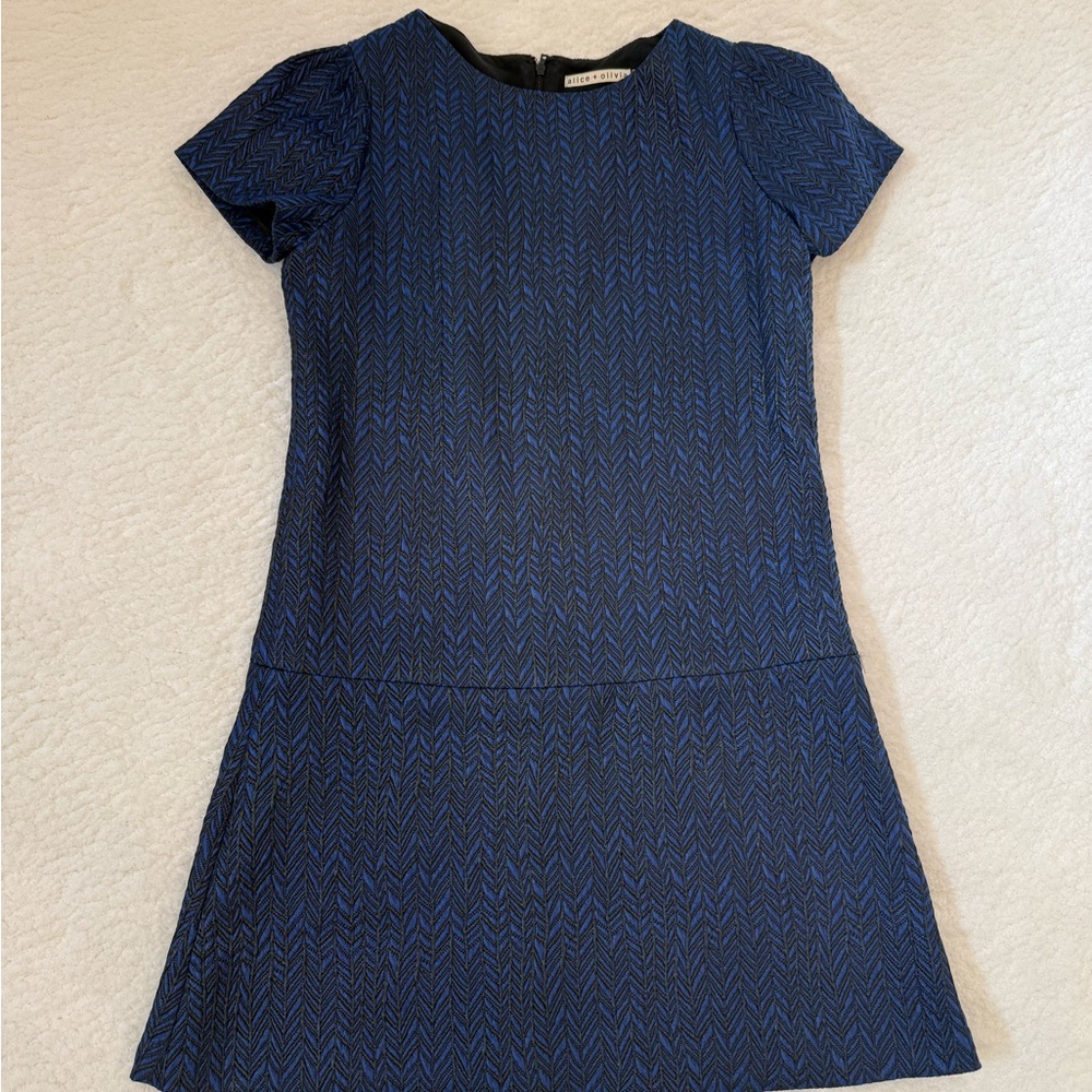 Alice + Olivia Navy Chevron Mini Dress